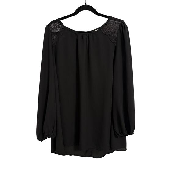 Avenue Studio Women's 18 Whimsigoth Lace Balloon Long Sleeve Tunic Sheer Blouse - Picture 1 of 9
